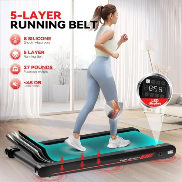 Sperax Walking Vibration Pad with APP, 3 in 1 Under Desk Treadmill, 2.5HP Low Noise Walking Treadmill Pad with Remote Control,Portable Treadmill for Home Office - Image 3