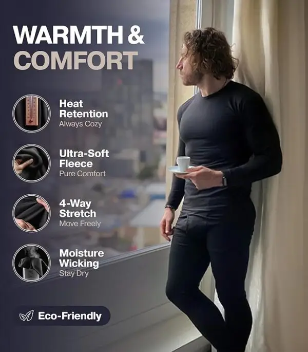 Thermajohn Long Johns Thermal Underwear for Men Fleece Lined Base Layer Set for Cold Weather - Image 4