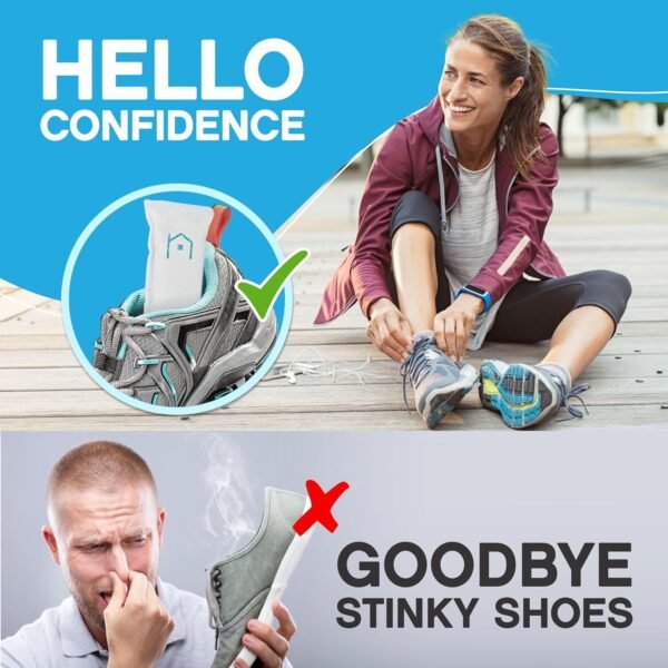 NonScents Shoe Deodorizer 1-Pack (2 Count) - Odor Eliminator, Air Freshener, Smell Absorber, Scent Remover for Shoes, Gym Bags, Soccer Cleats, Closets, Pet Area, Reusable - Shoe Deodorant - Image 3