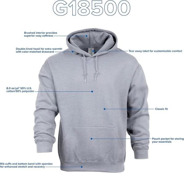 Gildan Unisex Adult Fleece Hoodie Sweatshirt, Style G18500, Multipack - Image 5