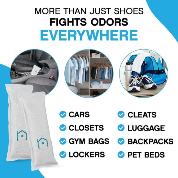 NonScents Shoe Deodorizer 1-Pack (2 Count) - Odor Eliminator, Air Freshener, Smell Absorber, Scent Remover for Shoes, Gym Bags, Soccer Cleats, Closets, Pet Area, Reusable - Shoe Deodorant - Image 5