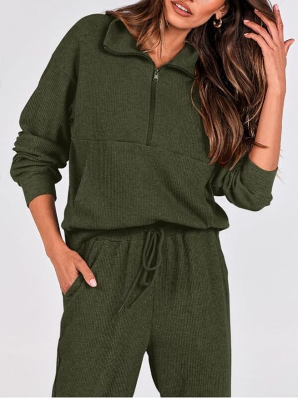 BTFBM Women's 2 Piece Tracksuit Fall Outfits 2025 Long Sleeve Half Zip Sweatshirt Sweatpants Lounge Set Sweatsuits - Image 3