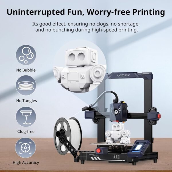 ANYCUBIC High Speed RFID 3D Printer Filament 1.75mm Bundle, Rapid PLA Filament with High Prints Quality, Dimensional Accuracy +/- 0.02mm, 1KG Reusable Spool, 4KG Black +White + Blue + Red - Image 2
