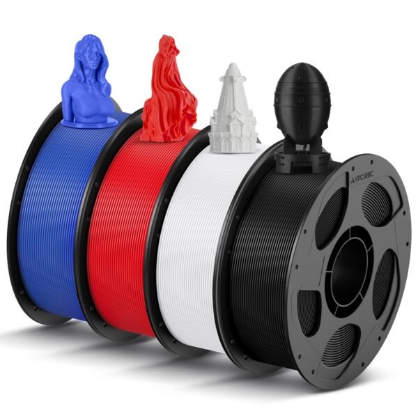 ANYCUBIC High Speed RFID 3D Printer Filament 1.75mm Bundle, Rapid PLA Filament with High Prints Quality, Dimensional Accuracy +/- 0.02mm, 1KG Reusable Spool, 4KG Black +White + Blue + Red