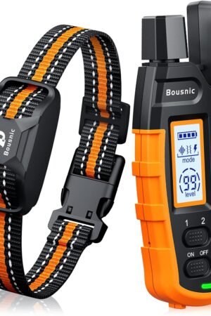 Bousnic Dog Shock Collar - 3300Ft Dog Training Collar with Remote for 5-120lbs Small Medium Large Dogs Rechargeable Waterproof e Collar with Beep (1-8), Vibration(1-16), Safe Shock(1-99) (Orange)