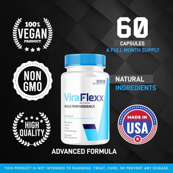 (3 Pack) ViraFlexx for Men Pro Capsules - Official ViraFlexx Pro Male Pills Support All Natural Premium Advanced Formula, ViraFlex Supplement Support, Vira Flexx Reviews, 180 Capsules for 3 Months - Image 3